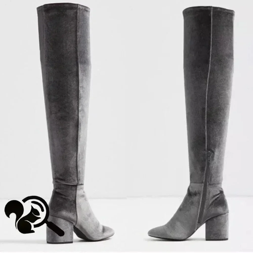 Aldo velvety over the knee grey boot